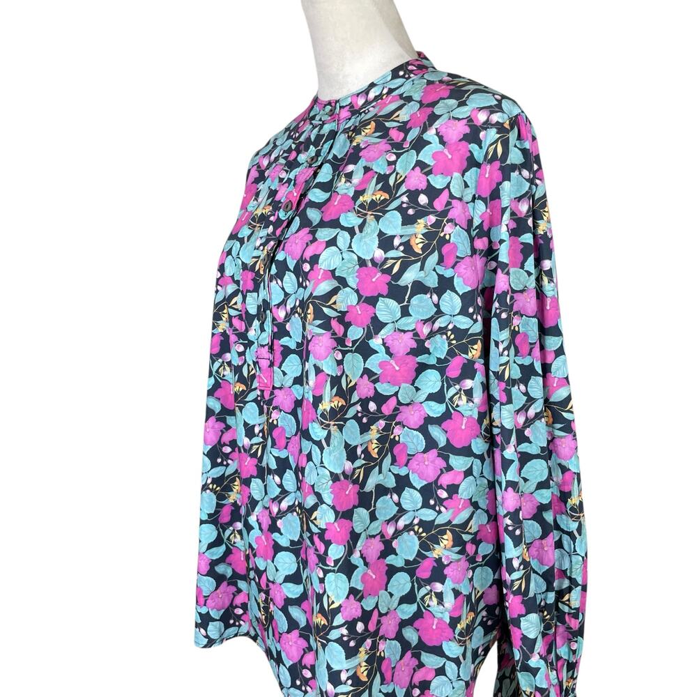 Roller Rabbit Manusa Glenda Colorful Floral Long Sleeve Cotton Popover Top - Picture 6 of 14